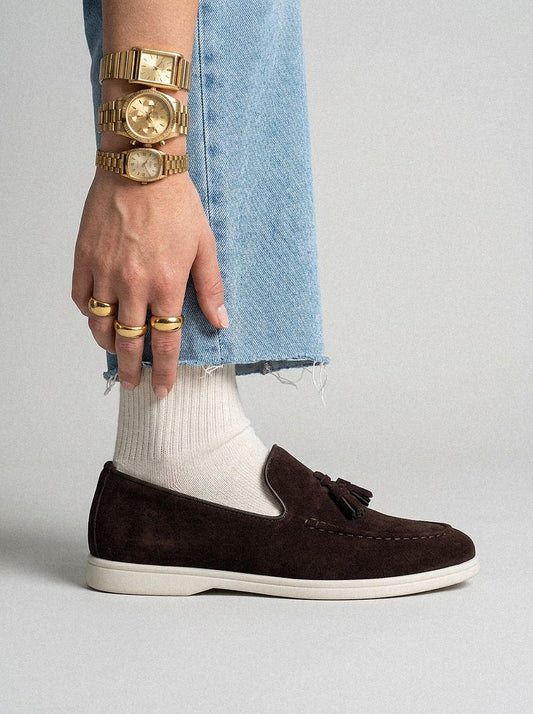 Mocassins Barbette suédé chocolat